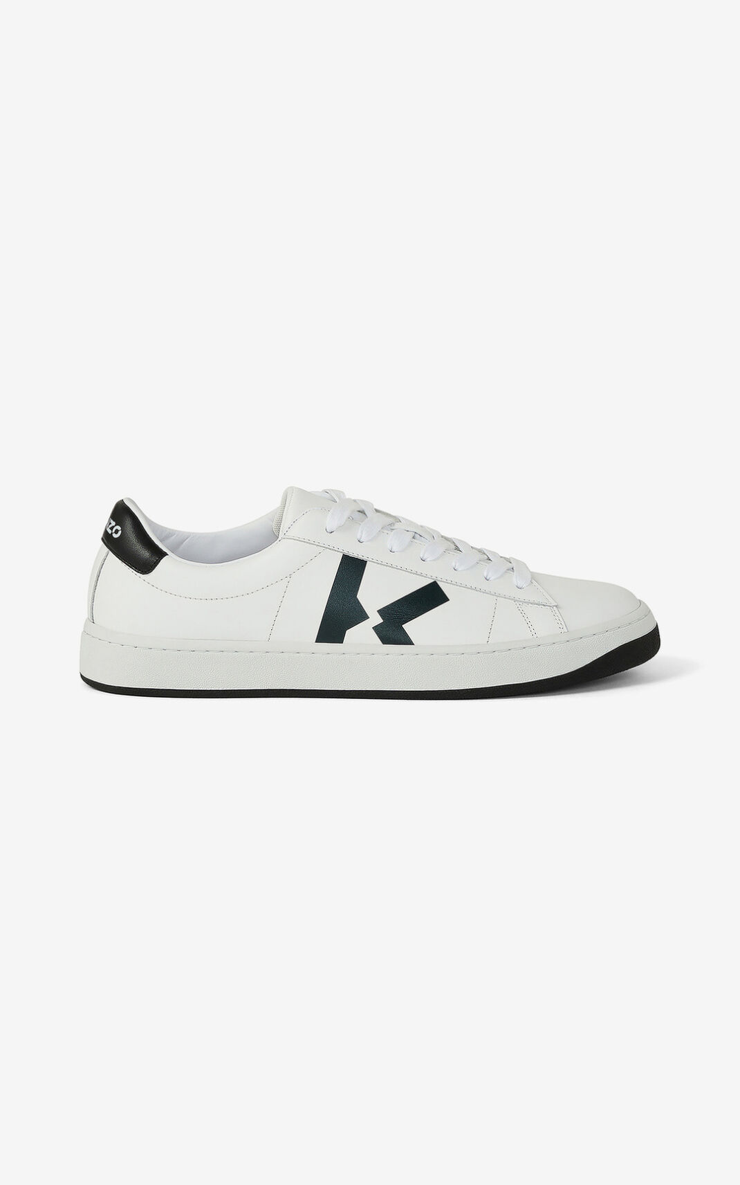 Kenzo Cuero Kourt K Logo Zapatillas Hombre Blancas | 0624951-LH